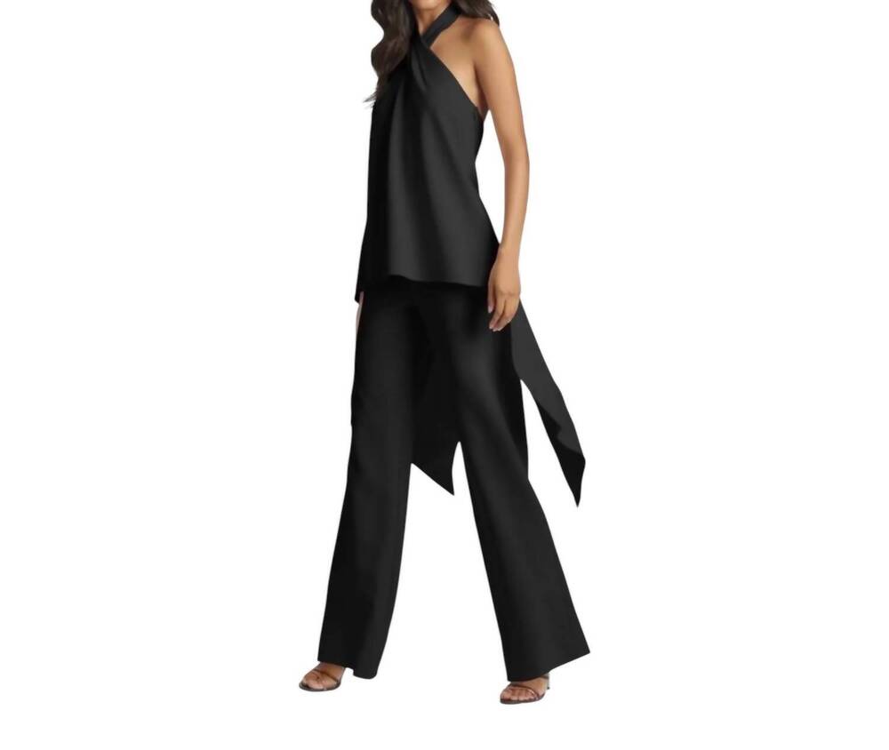 NEW SACHIN & BABI sabrina halter neck top draped sleeveless blouse in black